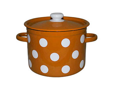 Каструля емальована 5,5л/4 циліндрична Білий горох (гірчичний) (I1617/4) ТМ IDILIA FG