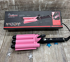 Потрійна плойка щипці для волосся GEMEI GM-1956 Плойка три хвилі для завивки волосся R_1512