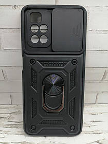 Чохол для Xiaomi Redmi 10 накладка бампер протиударний з підставкою Camshield Ring чорний