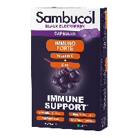 Sambucol Immuno Forte 30 шт. (Самбукол капсулы для иммунитета Черная бузина + Витамин С + Цинк от 12 лет)