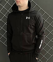 Мужская кофта Under Armour черная на молнии весенняя осенняя , Спортивная черная кофта Андер Армор двунитка