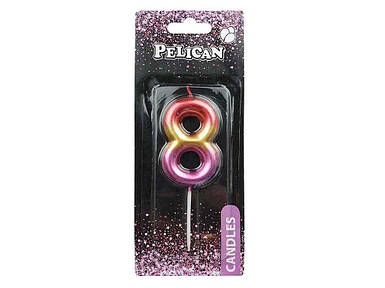 Свичка для торта 8 РАЙДУЖНА 6 см. 866068 ТМ PELICAN FG