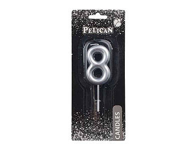 Свiчка для торта 8 СРБЛО 4,5см. 864528 ТМ PELICAN FG