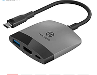 Type-C 3.1 - HDMI адаптер переходник HAGIBIS USB Hub для Steam Deck / Steam Deck Oled, Black-Grey