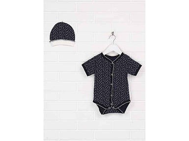 Комплект боді та шапочка Бавовна 100% 150130444н_синій 74(р) ТМ Трикомир FG