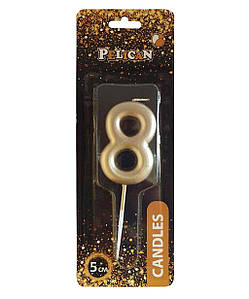 Свичка для торта 8 ЗОЛОТО 5 см. 865018 ТМ PELICAN FG