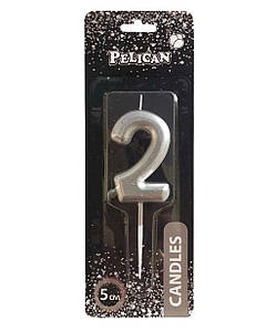 Свiчка для торта 2 СРБЛО 5 см. 865022 ТМ PELICAN FG