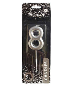 Свiчка для торта 8 СРБЛО 5 см. 865028 ТМ PELICAN FG