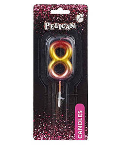 Свичка для торта 8 РАЙДУЖНА 4,5 см. 864568 ТМ PELICAN FG