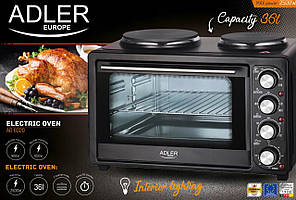 Духовка 36 л з плитою на 2 конфорки Adler AD 6020