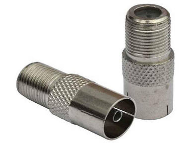 Перехідник телевізійний гніздо TV- гніздо F метал ТМ КИТАЙ FG