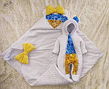 Яскравий весняний комплект на виписку з пологового будинку для новонароджених З Україною у серці ШкодаМода Білий, фото 5