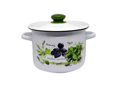 Каструля емальована 2,0л/2 циліндрична Зелень фреш (I1610/2) ТМ IDILIA FG