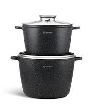 Набір дві каструлі казани з кришками Edenberg EB-8133 набір 4 предметів приладдя для кухні чорний, фото 2