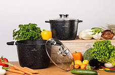 Набір дві каструлі казани з кришками Edenberg EB-8133 набір 4 предметів приладдя для кухні чорний, фото 5