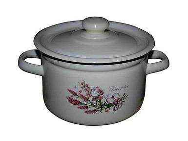 Каструля емальована кухонна 4,5л/2 циліндрична Букет лаванди (бузковий) (I1615/2) ТМ IDILIA FG