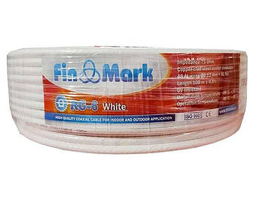 Кабель коаксіальний SM RG-6 (100 м.) 75 Ом білий ТМ FinMark FG