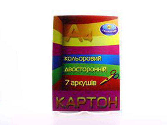 Картон кольоровий 2-сторонній, А-4 на 7 арк (7 кольорів) ТМ ТЕТРАДА, фото 1