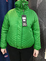 Женская стеганая куртка зеленая демисезонная