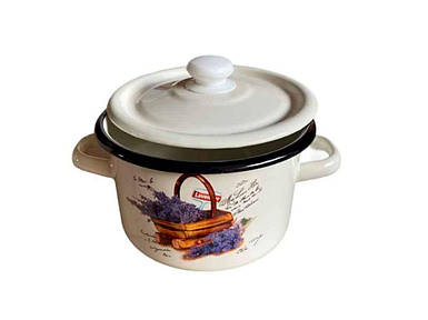 Каструля емальована 2,0л/2 циліндрична Кошик лаванди молочний (I1610/2) ТМ IDILIA FG