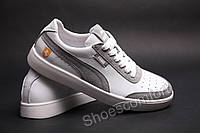 Мужские кожаные кроссовки Puma White / Gray белые с серым 43 (28,5 см)