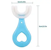 Дитяча U-подібна зубна щітка капа 2-12 років на 360 градусів Синя,Дитяча зубна щітка, фото 3