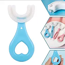 Дитяча U-подібна зубна щітка капа 2-12 років на 360 градусів Синя,Дитяча зубна щітка, фото 4