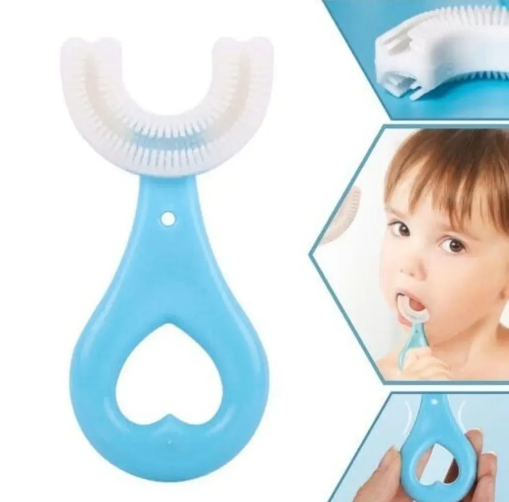 Дитяча U-подібна зубна щітка капа 2-12 років на 360 градусів Синя,Дитяча зубна щітка