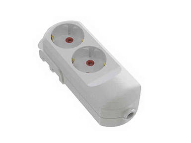 Колодка 2 гнізда з заземленням, біла ТМ Neomax FG