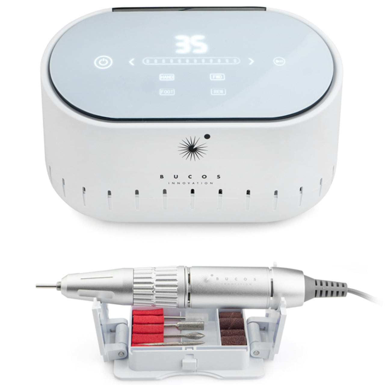 Фрезер для манікюру BUCOS Nail Drill X3 Pro White Pearl 65 Вт і 35000 об/хв, білий перламутровий