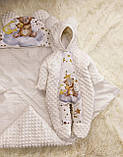 Люшевий яскравий весняний комплект на виписку з пологового будинку для новонароджених Ведмедик ШкодаМода Молочний, фото 7