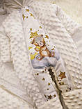 Люшевий яскравий весняний комплект на виписку з пологового будинку для новонароджених Ведмедик ШкодаМода Молочний, фото 4