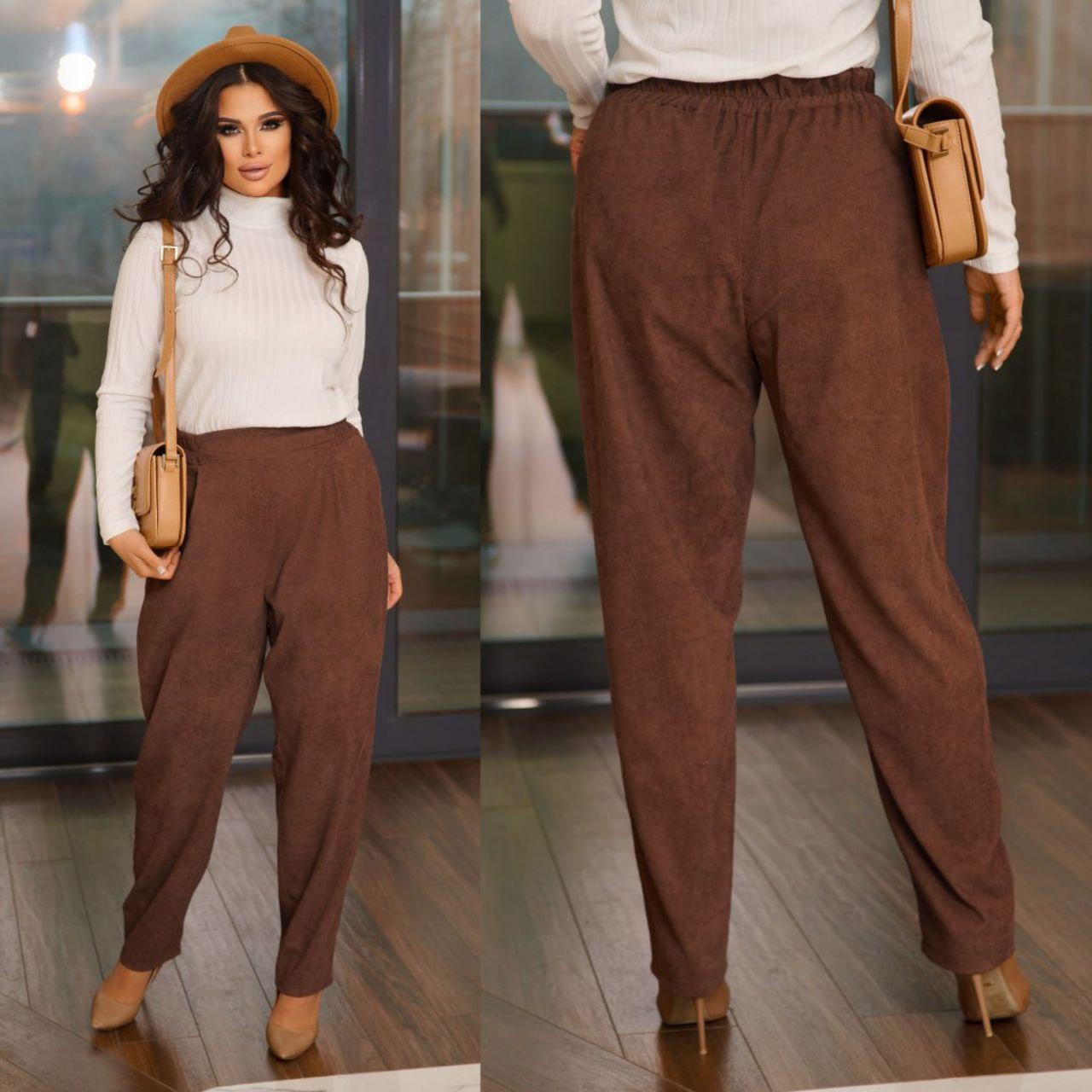 Вельветові штани жіночі коричневі (4 кольори) юР/-72395