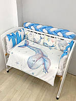 Набор постельного белья детскую кроватку с косичкой Китенок - Бортики со съемными чехлами и конверт на выписку