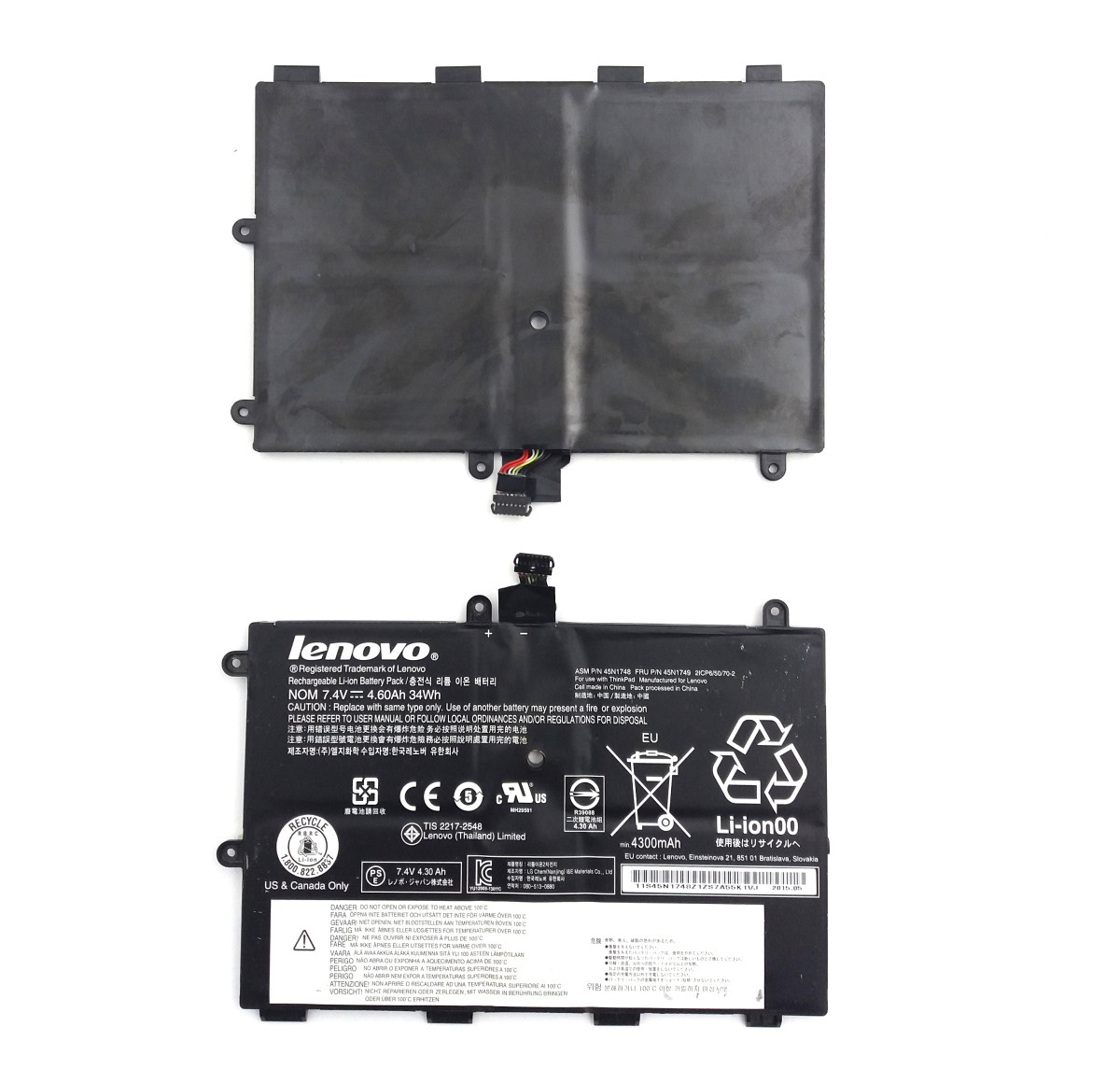 Оригінальна батарея акумулятор для ноутбука Lenovo ThinkPad Yoga 11e 45N1748 7.4 V 34 Wh Li-Ion Б/У — знос