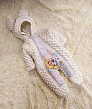 Яскравий весняний комплект на виписку з пологового будинку для новонароджених Ведмедик на місяці ШкодаМода Молочний, фото 3