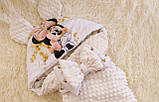 Демісезонний плюшевий конверт для новонароджених дівчаток, молочний, принт Мінні, фото 2