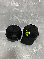 Черная кепка с золотой вышивкой Тризуб(Герб)