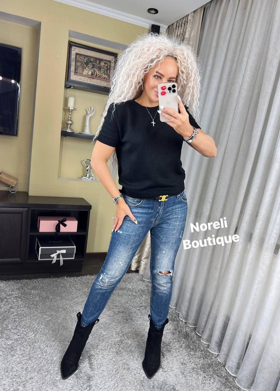 Крутий в'язаний светр футболка з короткими рукавами бавовна