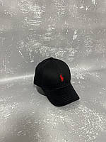 Чорна кепка з червоною вишивкою Polo Ralph Lauren (поло)