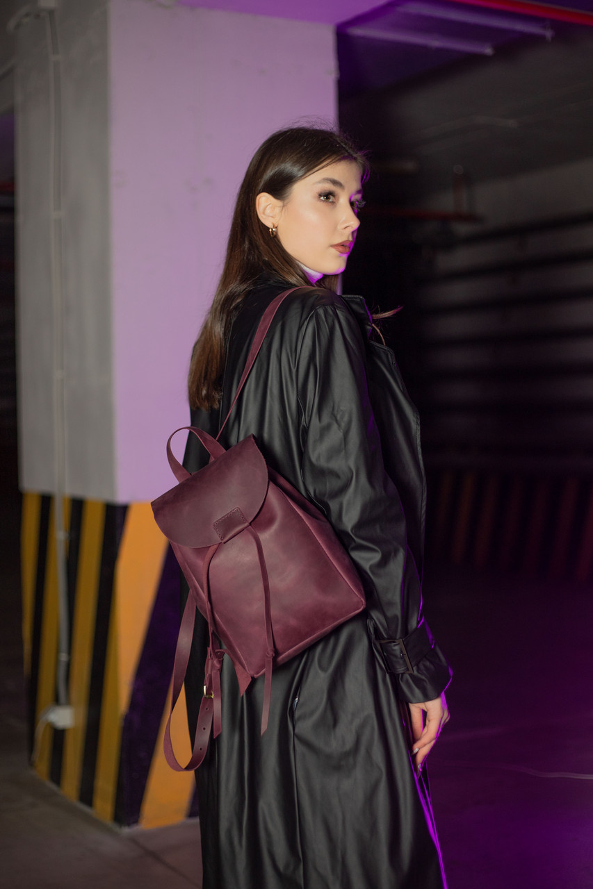 Жіночий рюкзак Токіо з натуральної шкіри колір Бордо, розмір міні