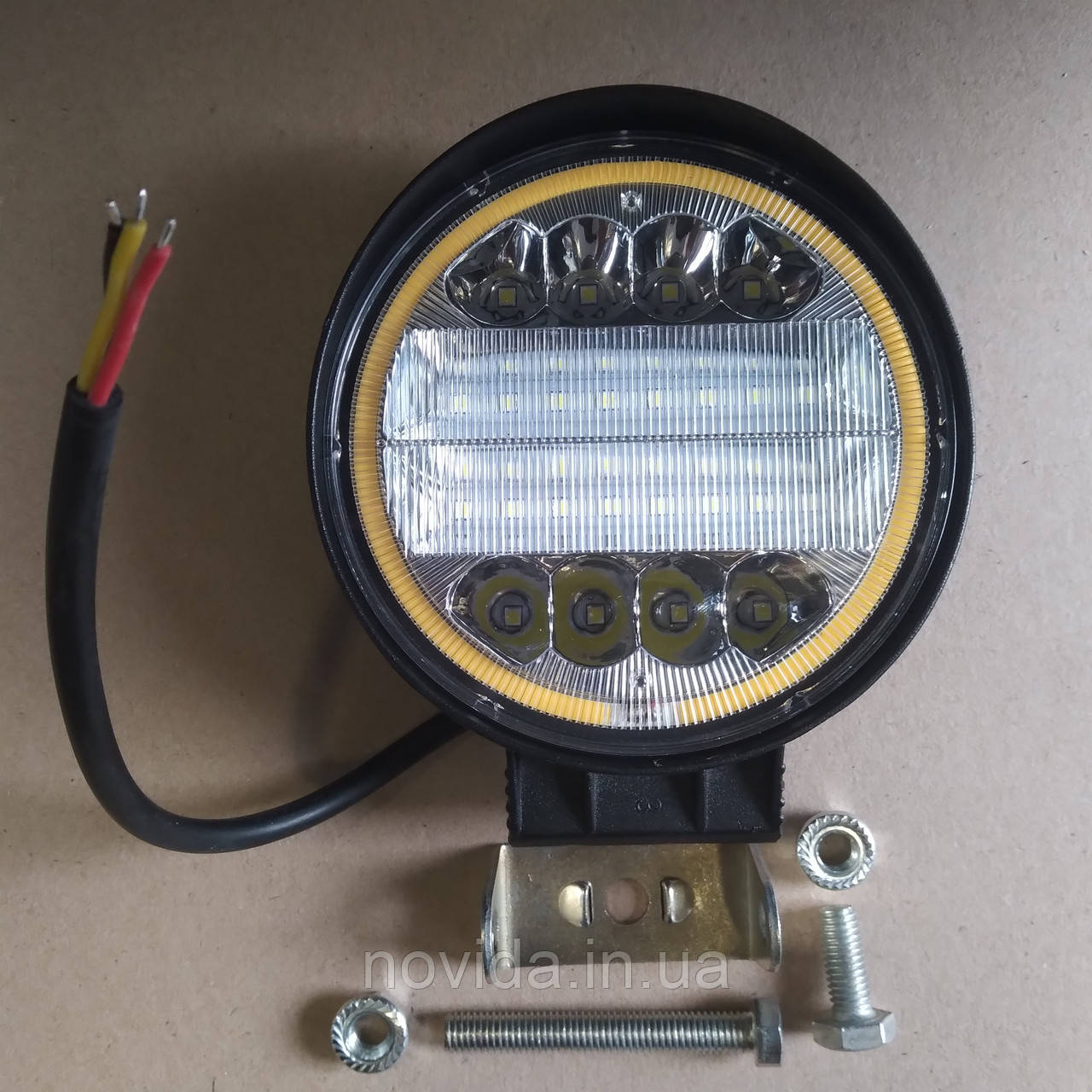 Фара LED кругла додаткова 24W (8*3W), 128*110*40мм, широкий промінь 12/24V 6000 ФГ-304Х