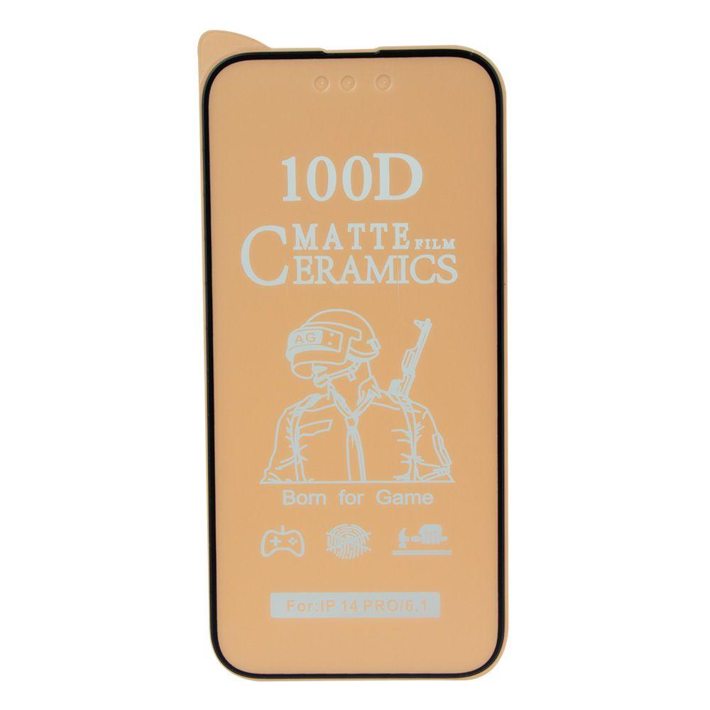Захисне скло Matte Ceramic (гнучке матове) iPhone 14 Pro Чорне, фото 1