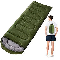 Спальний мішок-ковдра теплий 180×70см, до -25 градусів, Олива / Тактичний спальник для ЗСУ