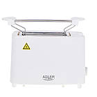 Тостер Adler AD 3223 — 900 Вт, 2 відділення, 6 рівнів підсмажування, решітка для булочок, білий, фото 8