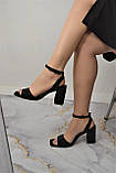 Шкіряні босоніжки на високих підборах із квадратним носком, фото 9