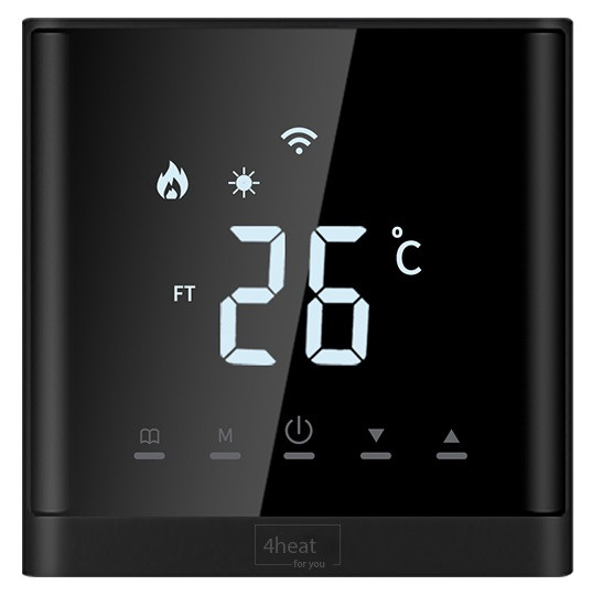 Wi-Fi терморегулятор до теплої підлоги 4HEAT AE-668 | Чорний