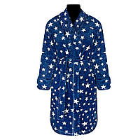 Халат махровый мужской звезды 44-46 синий меланж (1290)