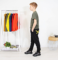 Штаны трикотажные на мальчика возраст от 6 до 13 лет брюки спортивные черного цвета