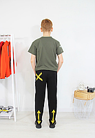 Штани трикотажні на хлопчика вік від 6 до 13 років штани спортивні чорного кольору, фото 4